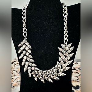 BCBG Max Azria shiny silver statement necklace